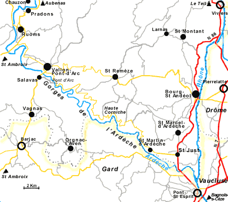 Vallon Pont-d'Arc, carte des gorges 